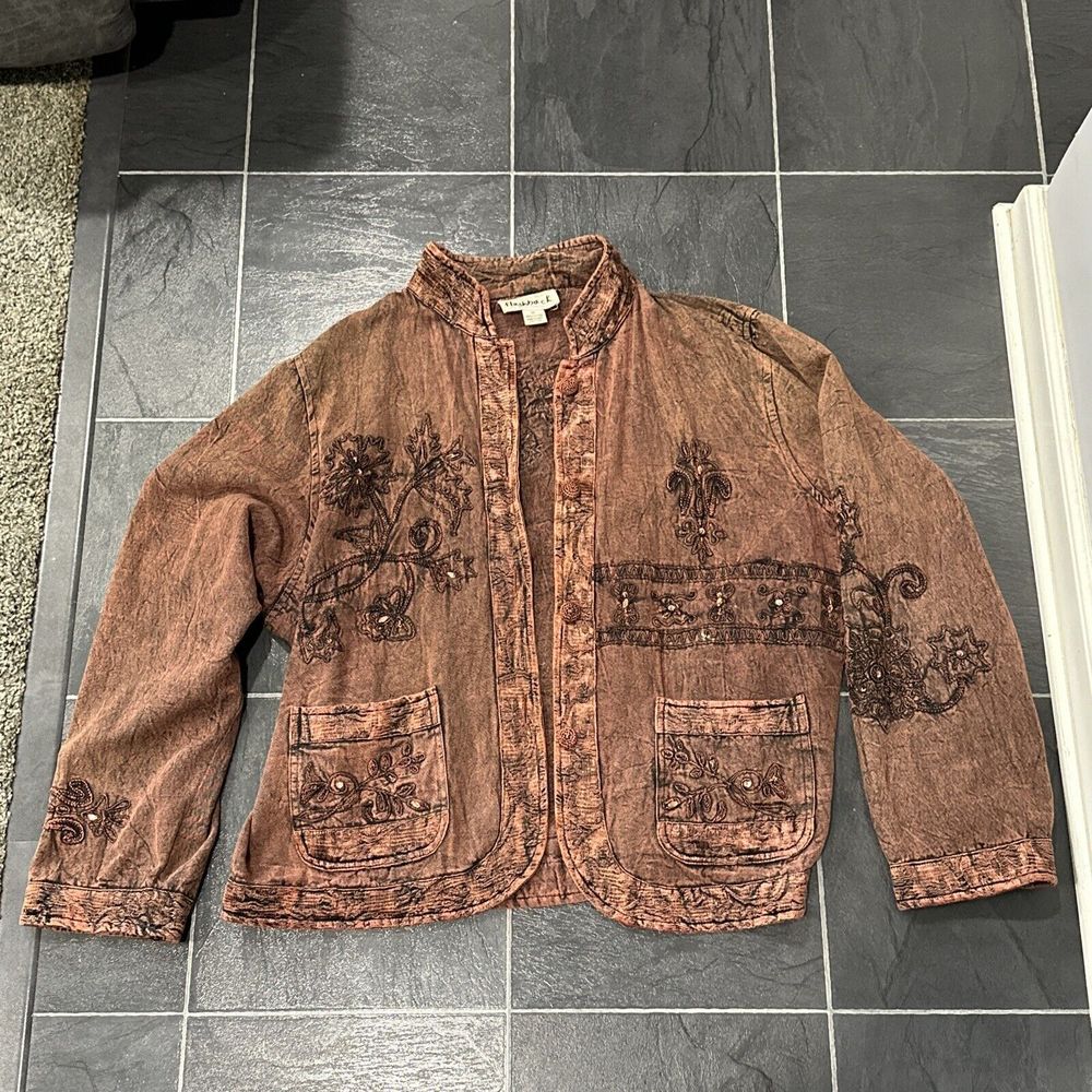 Vintage Flashback Women’s 3XL Button Up Jacket Floral Fall Made In India